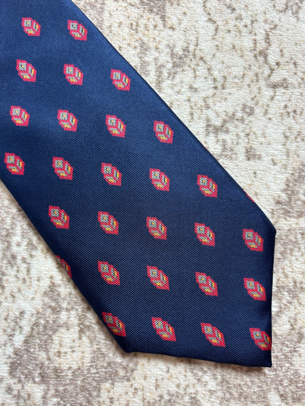 Yves Saint Laurent Vintage Geometric Floral Silk Tie
